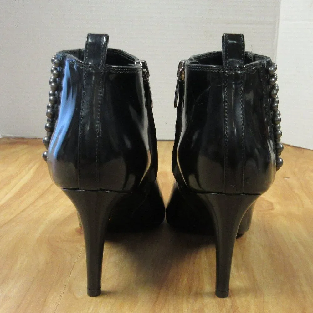 SERGIO ROSSi Black Pearl Pointed Toe High Heeled Ankle Boots Booties Sz 38 Shoes